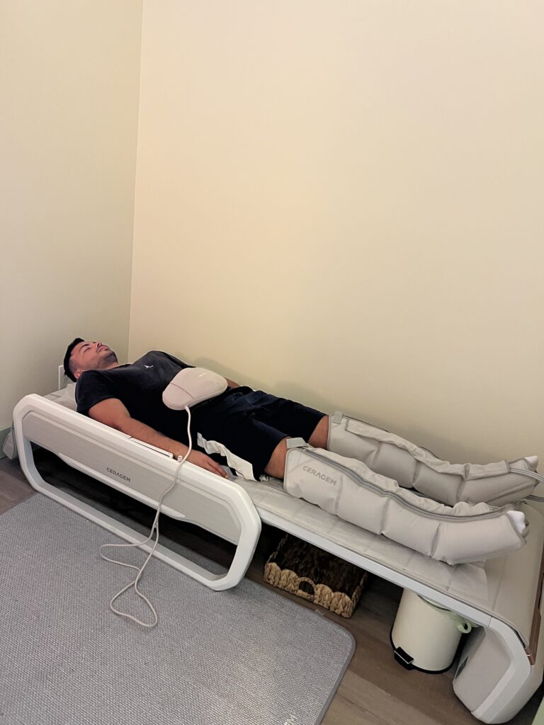 Modern intelligent massage bed offering full-body pressure and heat therapy.